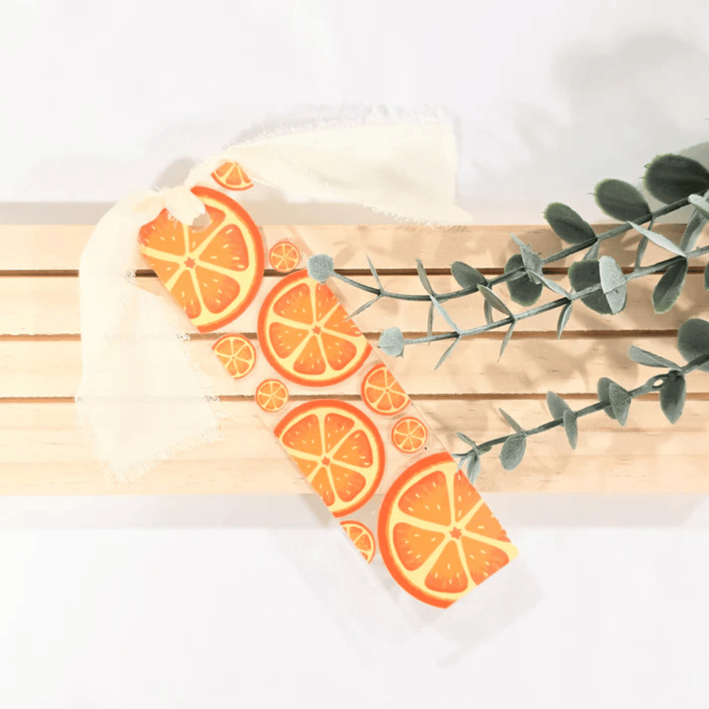 Citrus Fruit Slice Acrylic Bookmark Hand Drawn Clear Book Marker