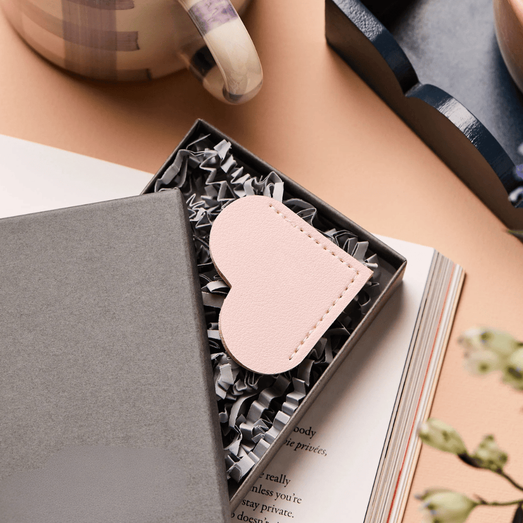 Leather Heart Corner Bookmark Pink Cute Book Page Marker