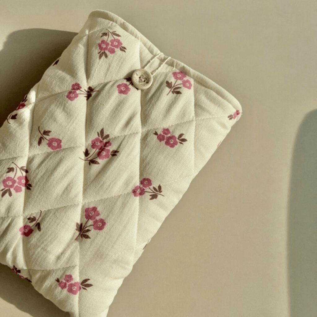 Handmade Cotton Book Sleeve - Pink Floral Pattern
