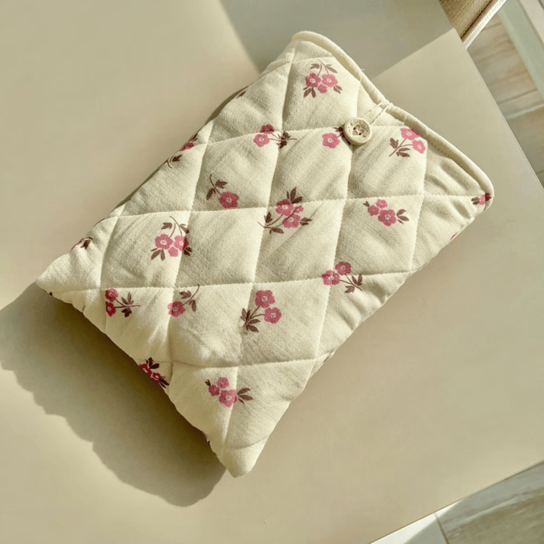 Handmade Cotton Book Sleeve - Pink Floral Pattern