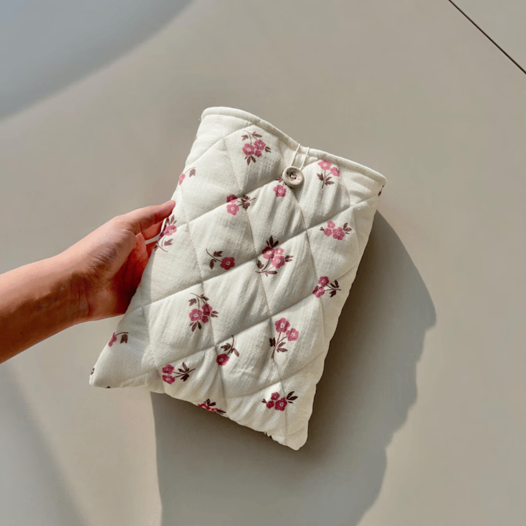 Handmade Cotton Book Sleeve - Pink Floral Pattern