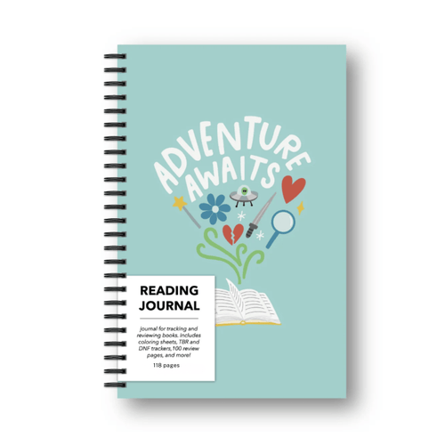 Adventure Awaits Reading Journal - Spiral Bound Book Log with Trackers