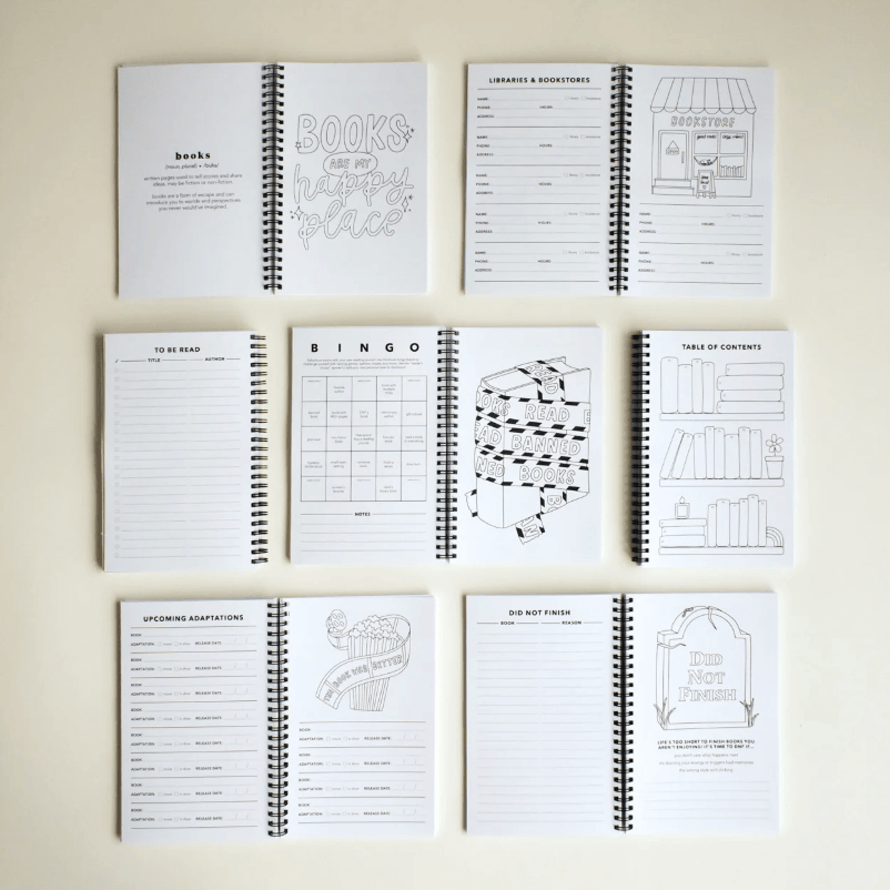 Adventure Awaits Reading Journal - Spiral Bound Book Log with Trackers