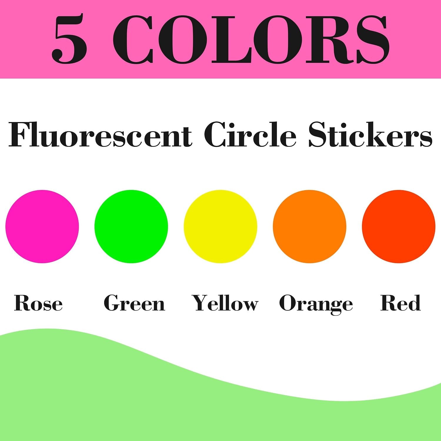 Fluorescent Round Dot Stickers - 1400 Pack Writable Neon Color-Coded Kits