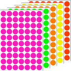 Fluorescent Round Dot Stickers - 1400 Pack Writable Neon Color-Coded Kits