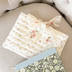 Pink Floral Book Sleeve with Embroidered Lace Ribbon