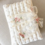 Pink Floral Book Sleeve with Embroidered Lace Ribbon