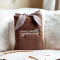 Embroidered Corduroy Book Sleeves with Gingham Bow Knot