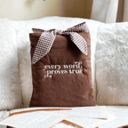Embroidered Corduroy Book Sleeves with Gingham Bow Knot