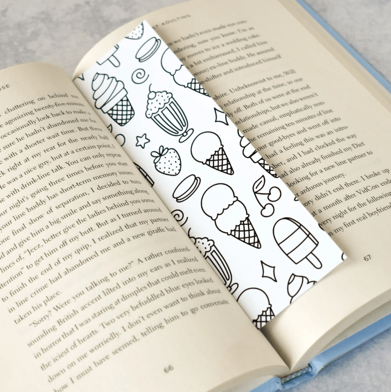 Double-Sided Ice Cream Coloring Bookmark - 130 lb Premium Paper
