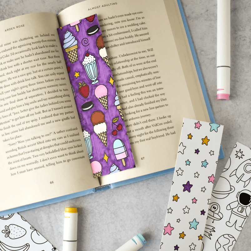 Double-Sided Ice Cream Coloring Bookmark - 130 lb Premium Paper