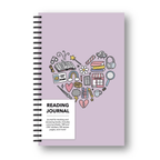 Reading Heart Reading Journal - Spiral Bound Book Log with Trackers