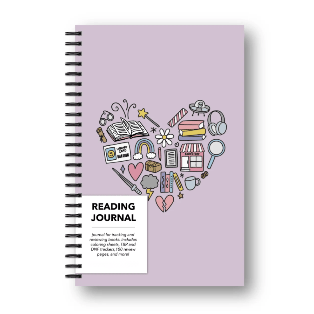 Reading Heart Reading Journal - Spiral Bound Book Log with Trackers