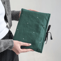Handmade Forest Green Cotton Book Sleeve with Tie Closure