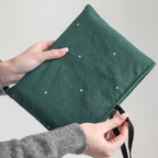 Handmade Forest Green Cotton Book Sleeve with Tie Closure