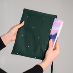 Handmade Forest Green Cotton Book Sleeve with Tie Closure
