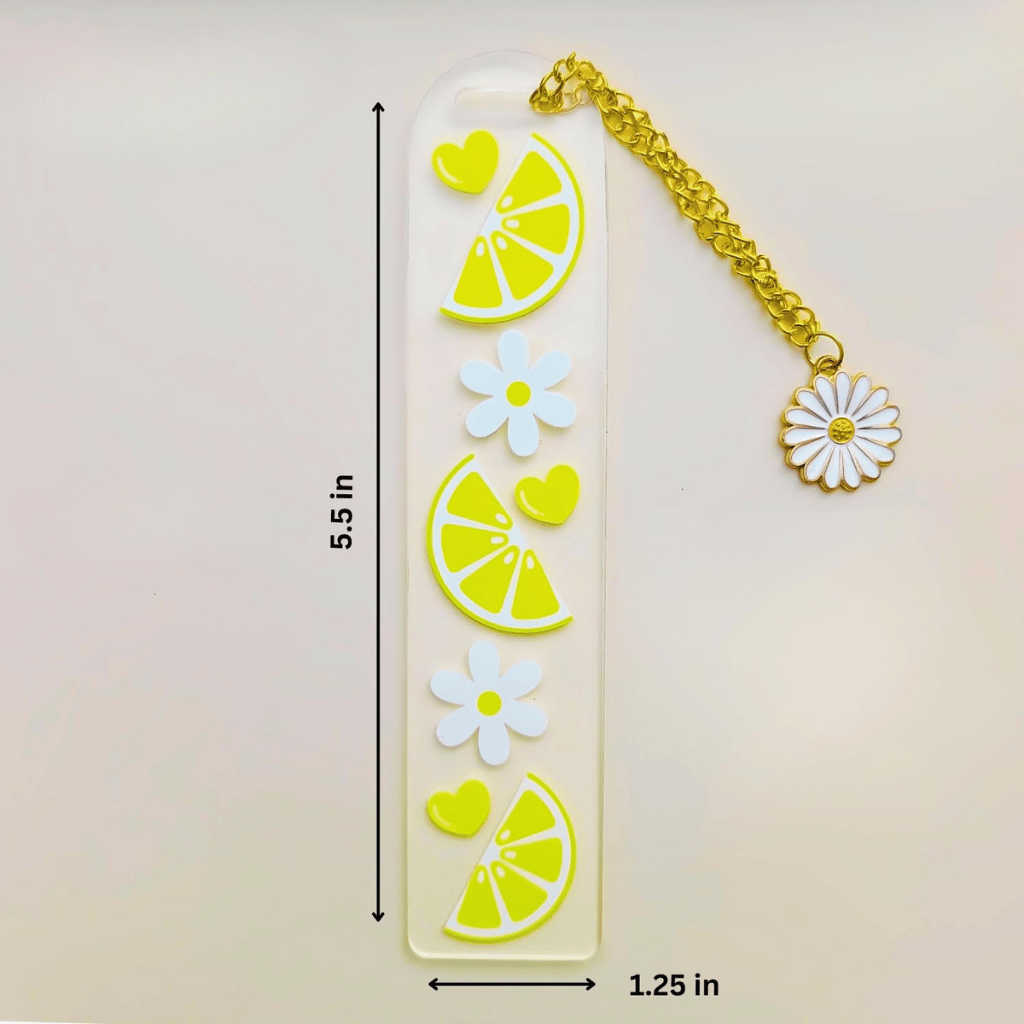 Clear Acrylic Bookmark with Gold Chain & Daisy Charm